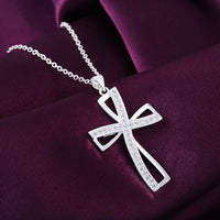 925 Sterling Silver Zircon Cross Pendant Necklaces For Women Charm Fashion Party Luxury Jewelry Accessories Jewellery Good Vibrations