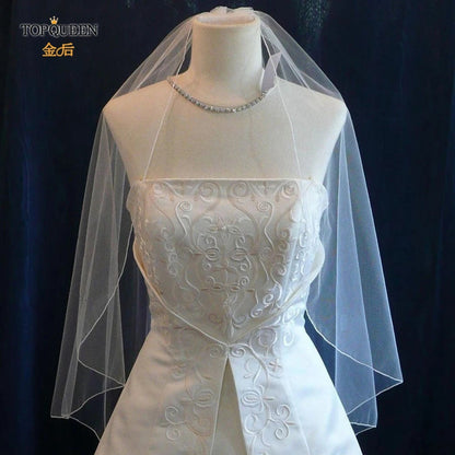 TOPQUEEN V14 Wedding Veil Short Pencil Edge Simple Wedding Veil Bridal Veils Wedding Short Veu Bride Short Wedding Veil One Laye Good Vibrations