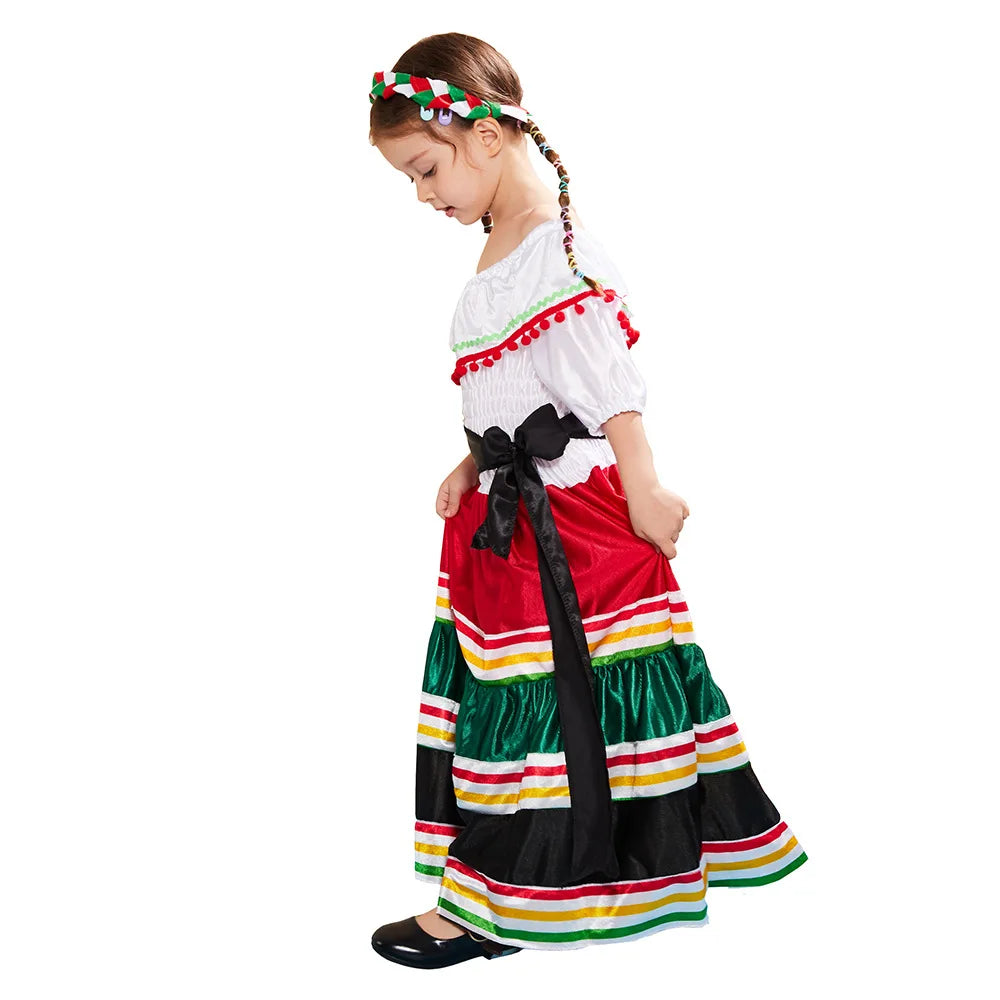 Wholesale Cinco De Mayo Halloween Costume Carnival Girls Dress Spanish Brazil Dance Costume TRAD-003 Good Vibrations