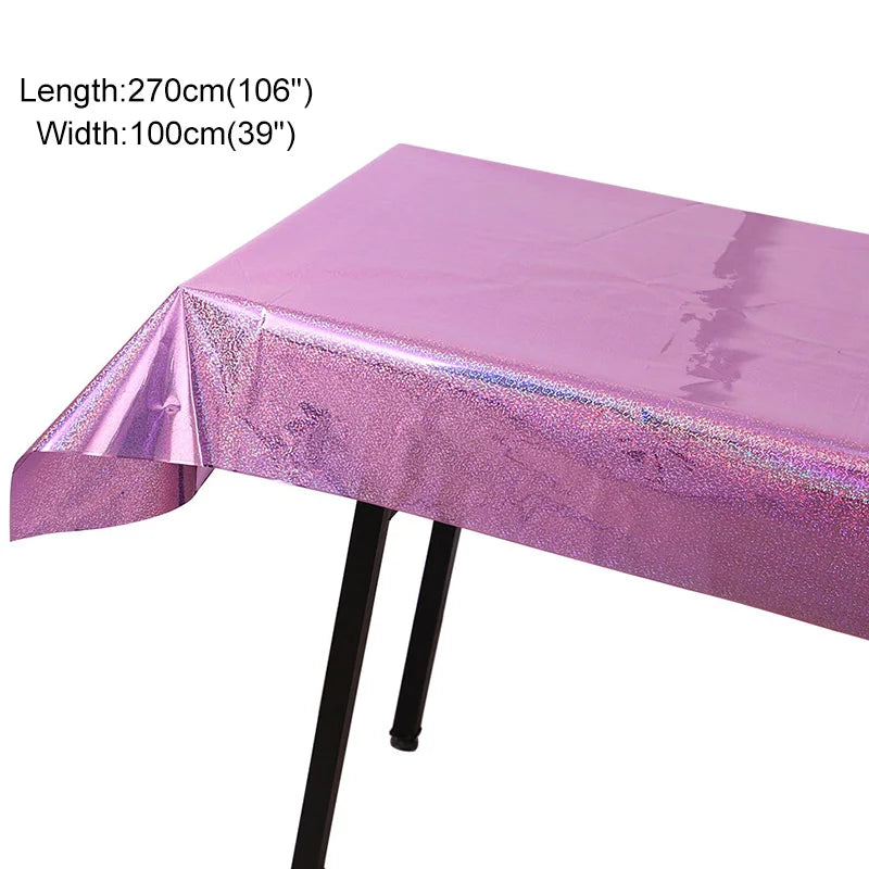 Disposable Party Glitter Table Cloth Birthday Rectangular Tablecloth Wedding Birthday Table Cloth Rectangular PVC Waterproof Good Vibrations