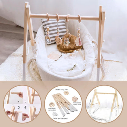 Baby Toys Wooden Play Gym Toys Nordic Baby Room Decor Wood Nursery Sensory Toy Gift Infant Room Clothes Rack Accessories Rattles Good Vibrations