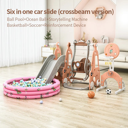 Indoor 6-in-1 Plastic Swing and Slide Set for Kids PE Baby Climbing Equipment Kindergarten Daycare Playhouse Good Vibrations