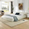 Modern Style Queen-Size Bedroom Furniture Bed Frame with Chenillefabric with Pleated Design Good Vibrations