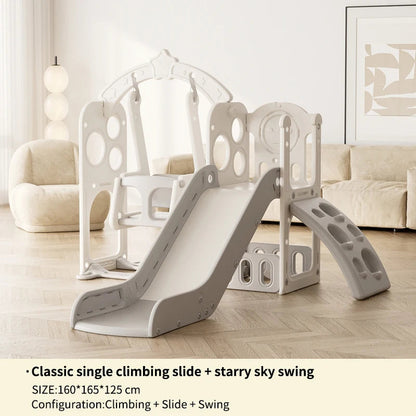 Feelbaby White Plastic Indoor Playground Set Swings Slide for Kids Home Garden Use-PE Material for Educational Shopping Mall Use Good Vibrations