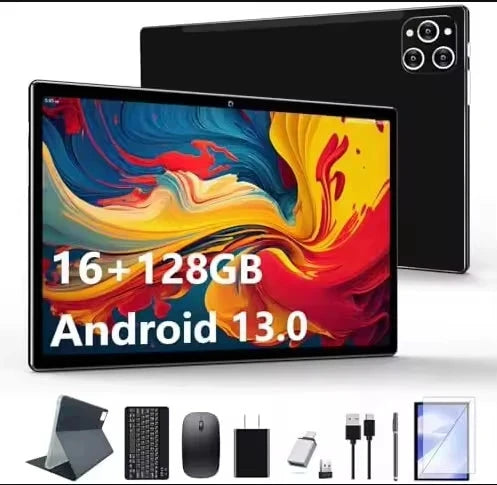 Android Tablets 10.1 Inch Android  With Pinpoint-Sharp Display Panel SIM Card Slot Quad-Core AI Tablets  Gaming Table Face ID Good Vibrations