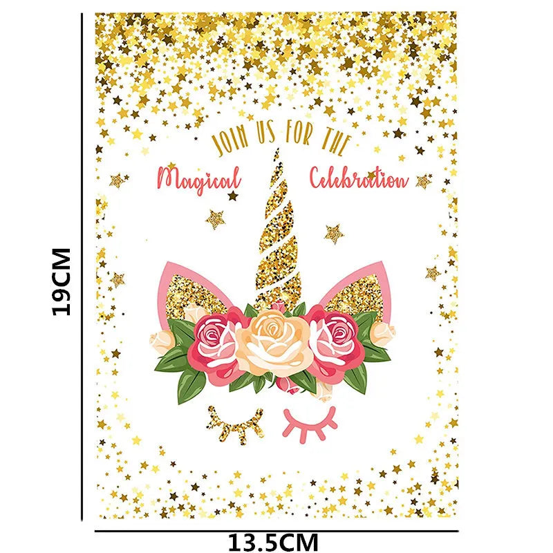 Birthday Party Decoration Invitation Card Magic Unicorn Petal Star Envelope Card Girl Unicorn Theme Party Invitation Good Vibrations