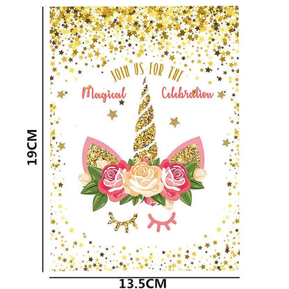 Birthday Party Decoration Invitation Card Magic Unicorn Petal Star Envelope Card Girl Unicorn Theme Party Invitation Good Vibrations