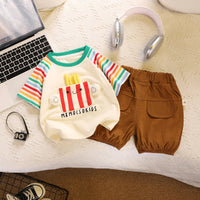 2025 New Boys Clothing Sets Handsome Summer Suit with Round Neck Short Sleeve Casual Two-Piece Set for Kids Good Vibrations