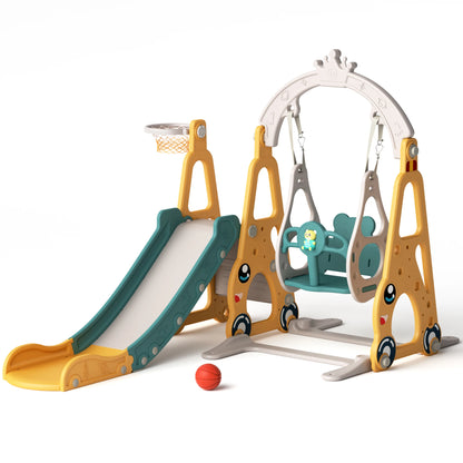 Children Outdoor Wood Playground Playhouse Swings Set Swing and Slide for Kids Good Vibrations