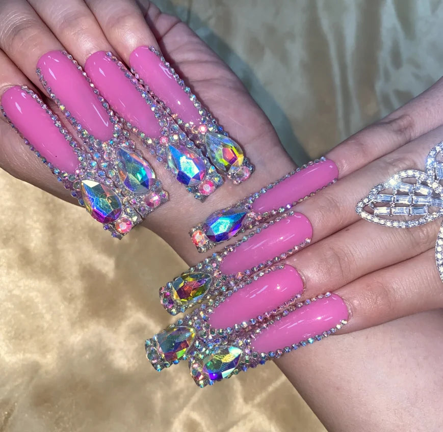 High Quality Multiply Designs 3D Handmade Customize Salon Press on Nails Acrylic Materials Set Good Vibrations