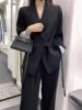 Wholesale Casual Formal Office Blazer Femme Temperament Wide Leg Pants Sexy Business Blazer Women Set Good Vibrations