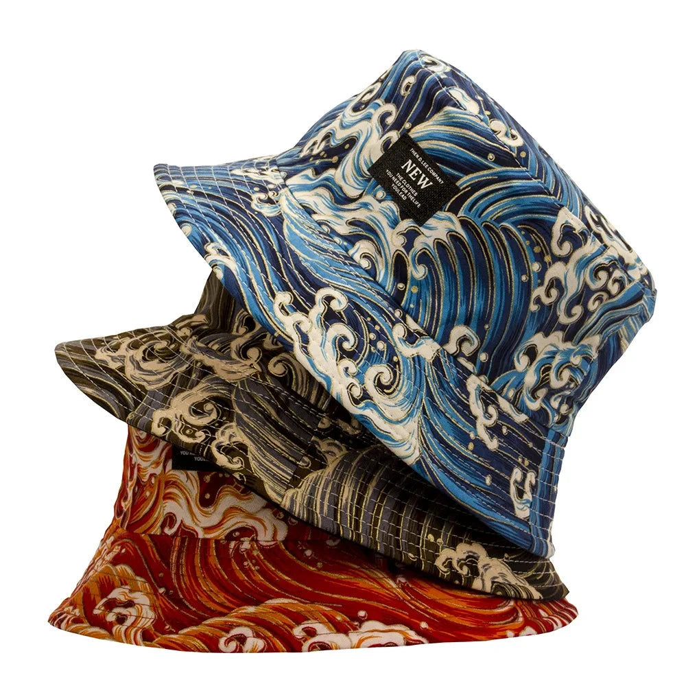 Great Retro Wave Japan Anime Bucket Hat Reversible Women Cotton Spring Outdoor Sun Caps Male Bob chapeau Fisherman Hats Good Vibrations