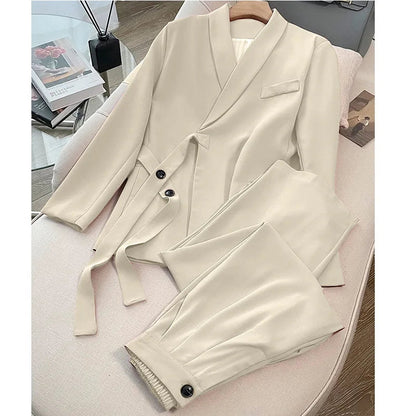 Wholesale Casual Formal Office Blazer Femme Temperament Wide Leg Pants Sexy Business Blazer Women Set Good Vibrations