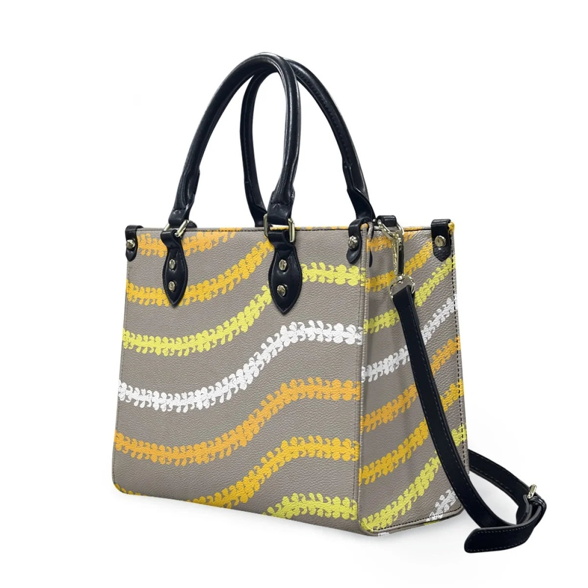 Customized Luxury Leather Women Handbag Hawaii Tribal Polynesian Tattoo Print Pu Leather Purse Shoulder Bag Lightweight Tote Bag Good Vibrations