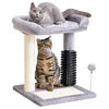 20" Tall Grey Cat Tower 4-in-1 Self Groomer Natural Sisal Plush Perch Bed Indoor Kittens Scratching Post Wood for Small Cats Good Vibrations