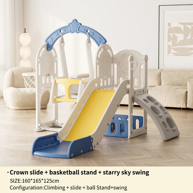 Feelbaby White Plastic Indoor Playground Set Swings Slide for Kids Home Garden Use-PE Material for Educational Shopping Mall Use Good Vibrations