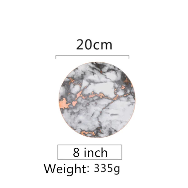 European Style Marble Plates Ceramic Dinner Set Gold Inlay Porcelain Dessert Plate Steak Salad Snack Cake Plates Tableware Good Vibrations