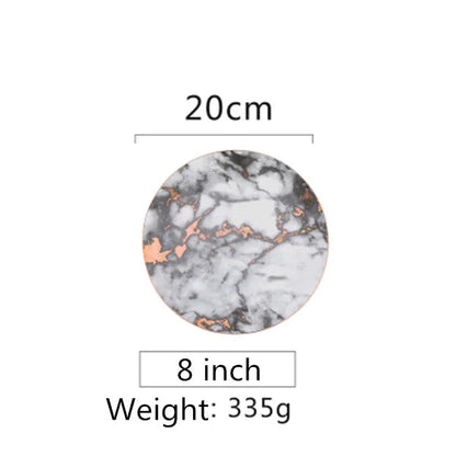 European Style Marble Plates Ceramic Dinner Set Gold Inlay Porcelain Dessert Plate Steak Salad Snack Cake Plates Tableware Good Vibrations