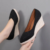 Fashion High Heels Women Wedges Shoes Elegant Ladies Party Shoes Brand Women Pumps Retro Woman Wedge Heel 8cm A3800 Good Vibrations