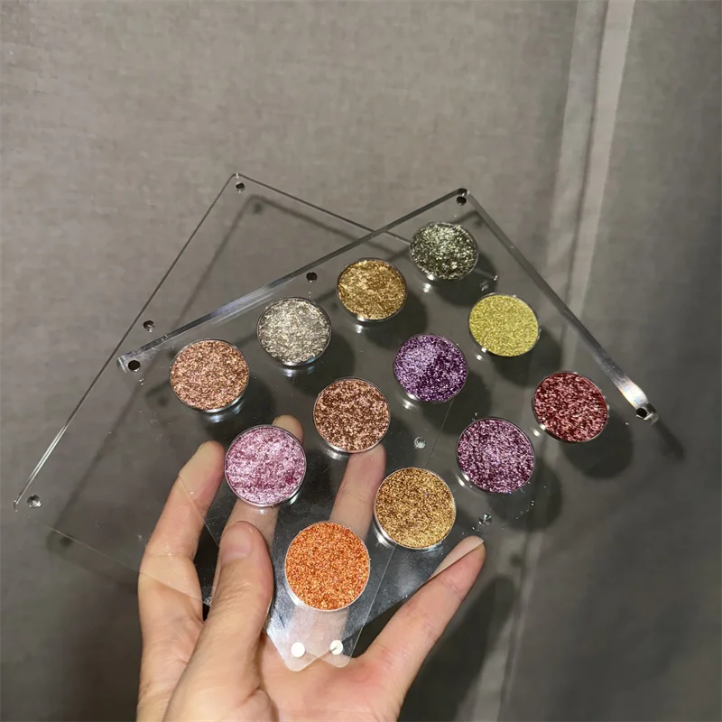 clear Plastic Acrylic Magnetic Private Label Cosmetics Makeup Magnetic Empty Single 4 /9/12 /15 /20/24 Color Eye Shadow Palette Good Vibrations