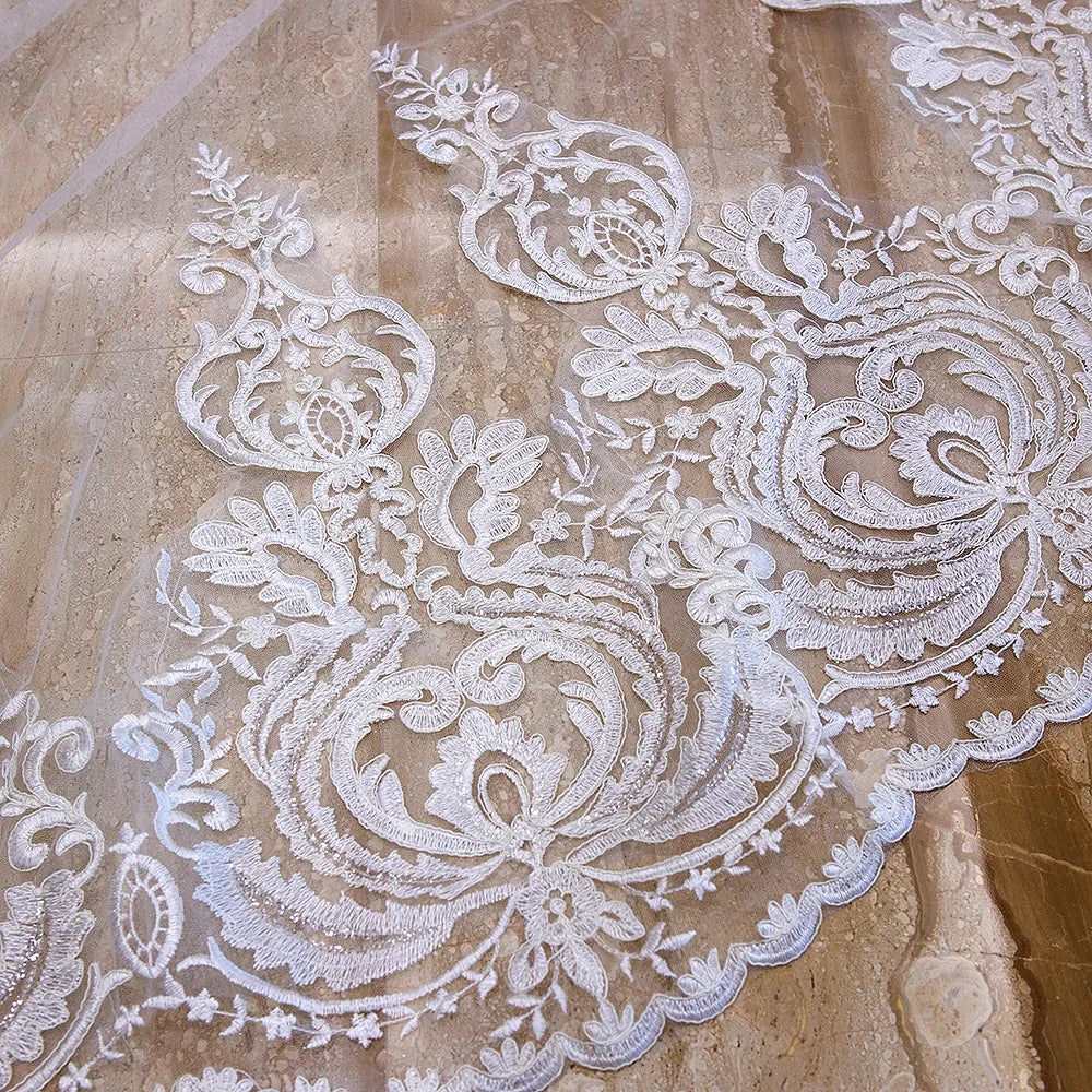 New Arrivals Appliques Lace Veil New Bride Wedding Dress Accessories 3 Meters Long Trailing Soft Veil Good Vibrations