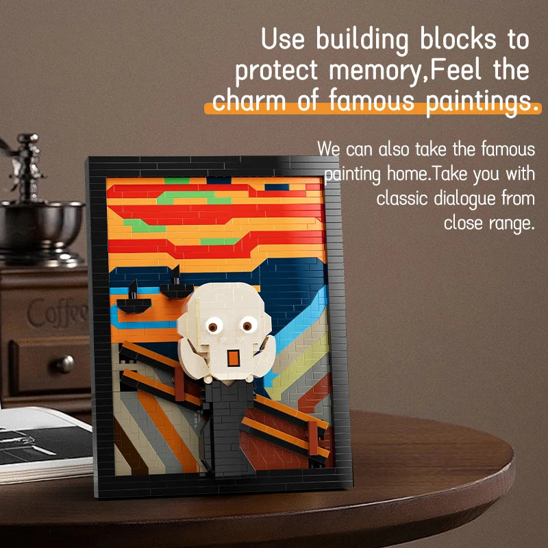 New Arrival Van Gogh's Starry Night 3D Painting Micro Blocks Montessori Toy Kids Artwork Frame for Home Decor Good Vibrations