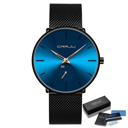 Men Watch CRRJU Watch Women Quartz Dress Watch for Men Dress Watches Fashion Unisex Ultra Thin Wristwatch Relojes Para Hombre Good Vibrations