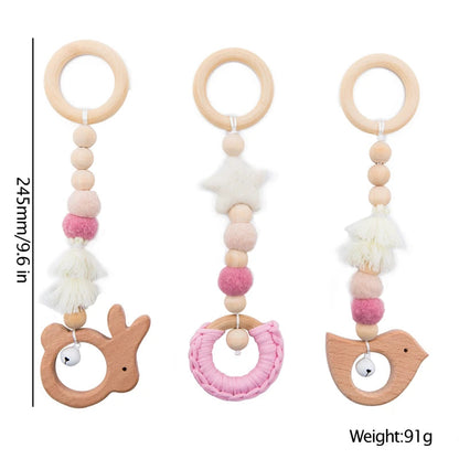 Baby Toys Wooden Play Gym Toys Nordic Baby Room Decor Wood Nursery Sensory Toy Gift Infant Room Clothes Rack Accessories Rattles Good Vibrations
