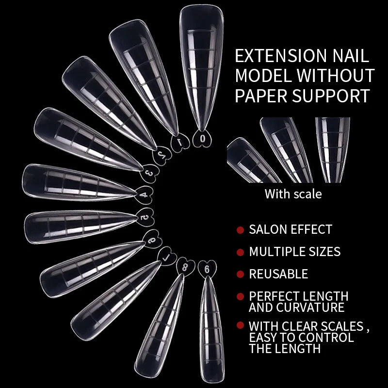 100Pcs/box Full Cover Sculpted Nail Tips Fake Finger Nails Extension Tip Quick Building Mold False Tips For Manicuring Tool Set Good Vibrations