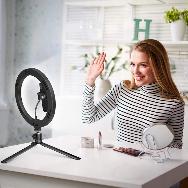 26cm LED Selfie Ring Lamp Photographic Selfie Ring Lighting USB Remote Fill light For Tiktok Video Live with Phone Holder Tripod Good Vibrations Adult Super Store