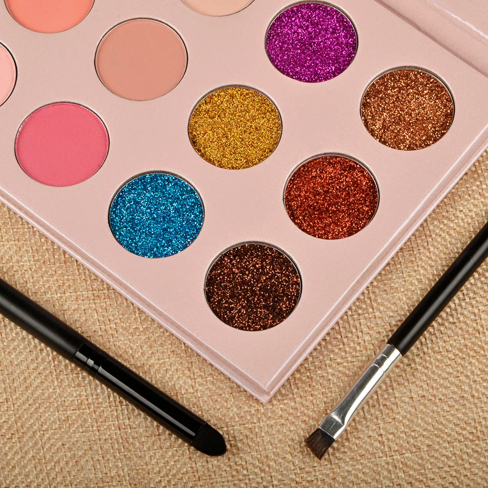 Wholesale Christmas Gift 12 Color High Pigmented Eye Shadow Palette Shimmer Private Label Christmas Eyeshadow Palette Good Vibrations