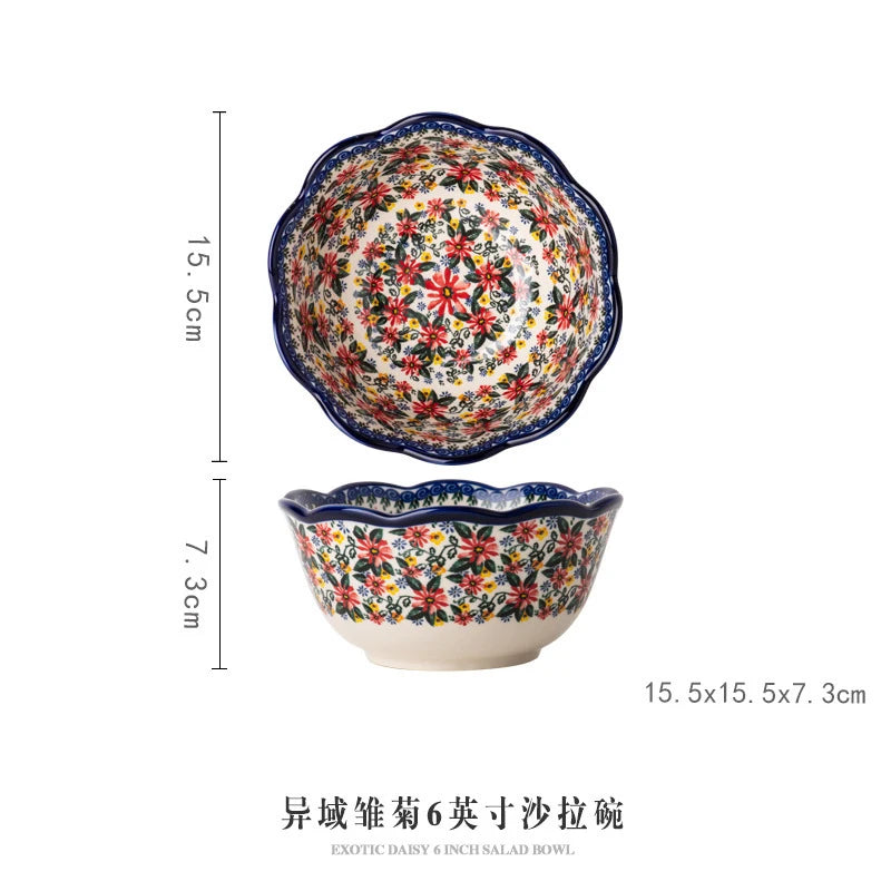 LingAo     Ceramic noodle bowl, double-ear bowl, plate tableware set Good Vibrations