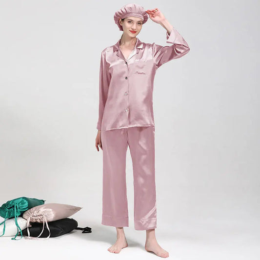 Wholesale 22 Momme Women's Long Sleeve 2 Piece Sets Silk Pajamas Mulberry Silk Pajamas for Women Set Good Vibrations