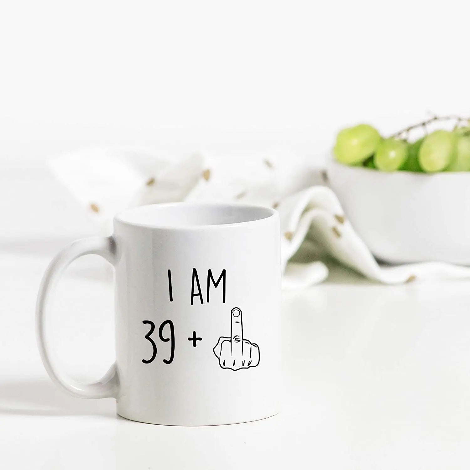 40th Birthday Gift for Men Women I Am 39 Plus Middle Finger Funny Gag Gift Ideas Coffee Mug Tea Cup for Him Her Good Vibrations