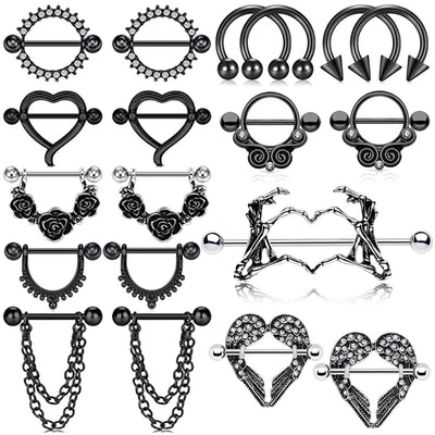 10 Style 14G Nipple Rings Nipplering for Women Straight Tongue Rings Barbell Nipple Rings Piercing Jewelry