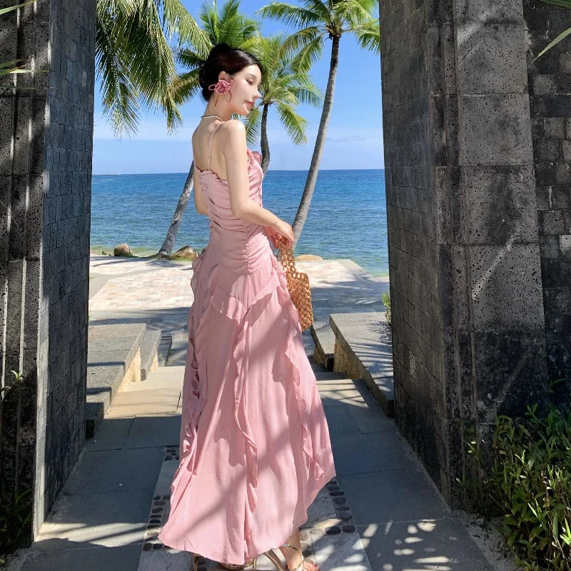 Roman V-Neck Tunic Slim Casual Maxi Dress For Women Lace Dress Good Vibrations