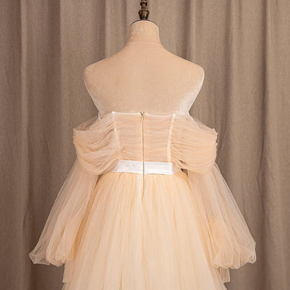 1620# Super Fairy Simple Tulle Wedding Dress Princess Style Vintage Real Photo Factory Price Strapless Off Shoulder wedding gown Good Vibrations