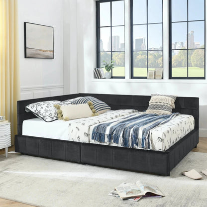 Queen Size Storage Upholstered Tufted Bed Frame Minimalist Tatami Sofa Bed with Comfortable Backrest and Armrests Good Vibrations