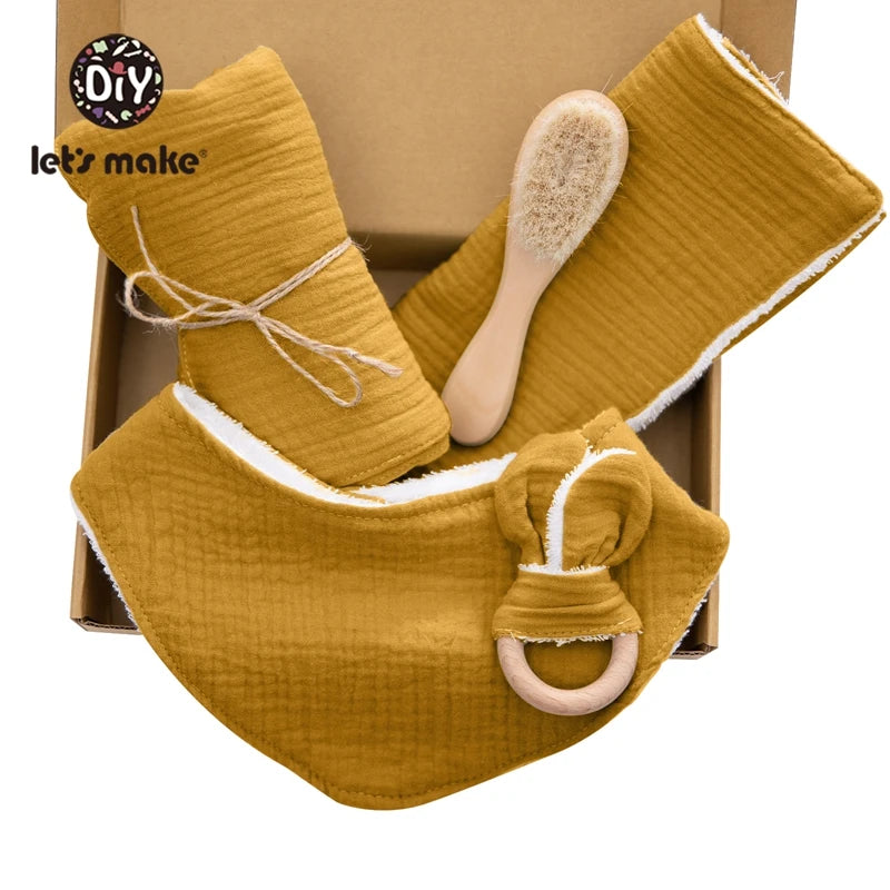 Let's Make Baby Bath Toy Set Double Sided Cotton Blanket Saliva Towel Rabbit Bracelet Toys Baby Bath Gift Products For Kids Good Vibrations