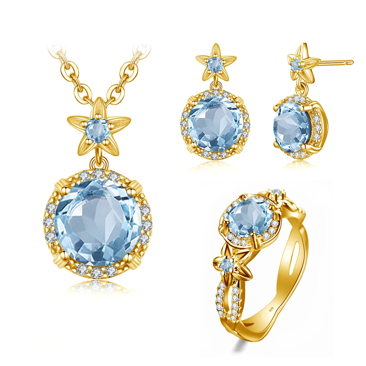 Szjinao Boho Flower Engrave Ring Earrings Pendant Garnet Diamond Silver 925 Gold Plated Dubai Jewelry Sets Jewellery Good Vibrations