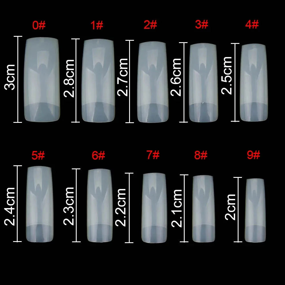 Nail Capsules 500pcs/Box Artificial Nail Tips Full Cover Nails Tips Acrylic Transparent Nail Capsules French Manicure False Nail Good Vibrations