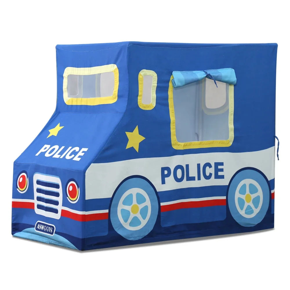 Asweets Indoor Children's Sports Toy Play Tent Cotton Canvas with Wooden Frame Kids Police Station Playhouse Good Vibrations