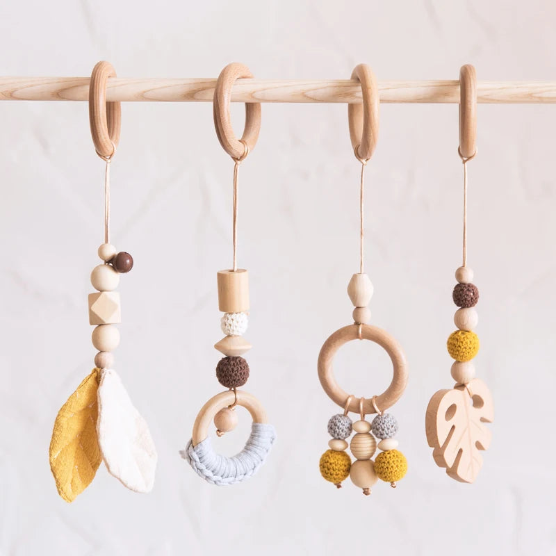 Baby Toys Wooden Play Gym Toys Nordic Baby Room Decor Wood Nursery Sensory Toy Gift Infant Room Clothes Rack Accessories Rattles Good Vibrations