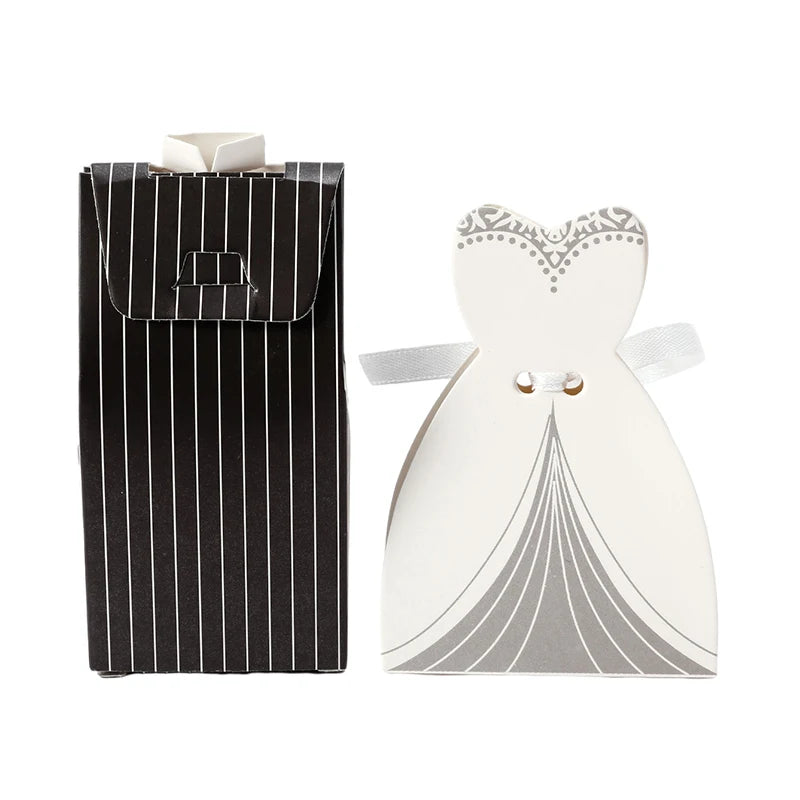 20/30pcs Bride And Groom Candy Box Wedding Favor And Gifts Box Sweet Bags With Ribbon Wedding Decoration Souvenirs Party Decor Good Vibrations