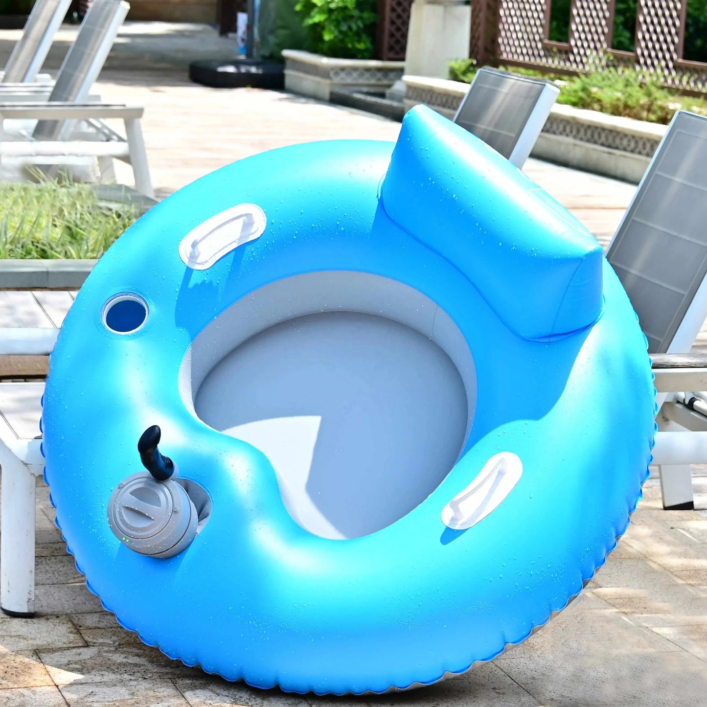 Free Shipping to US - IP68 Waterproof Foldable PVC Electric Swim Ring with Dual-Speed Motor for Beach/Pool Fun Good Vibrations