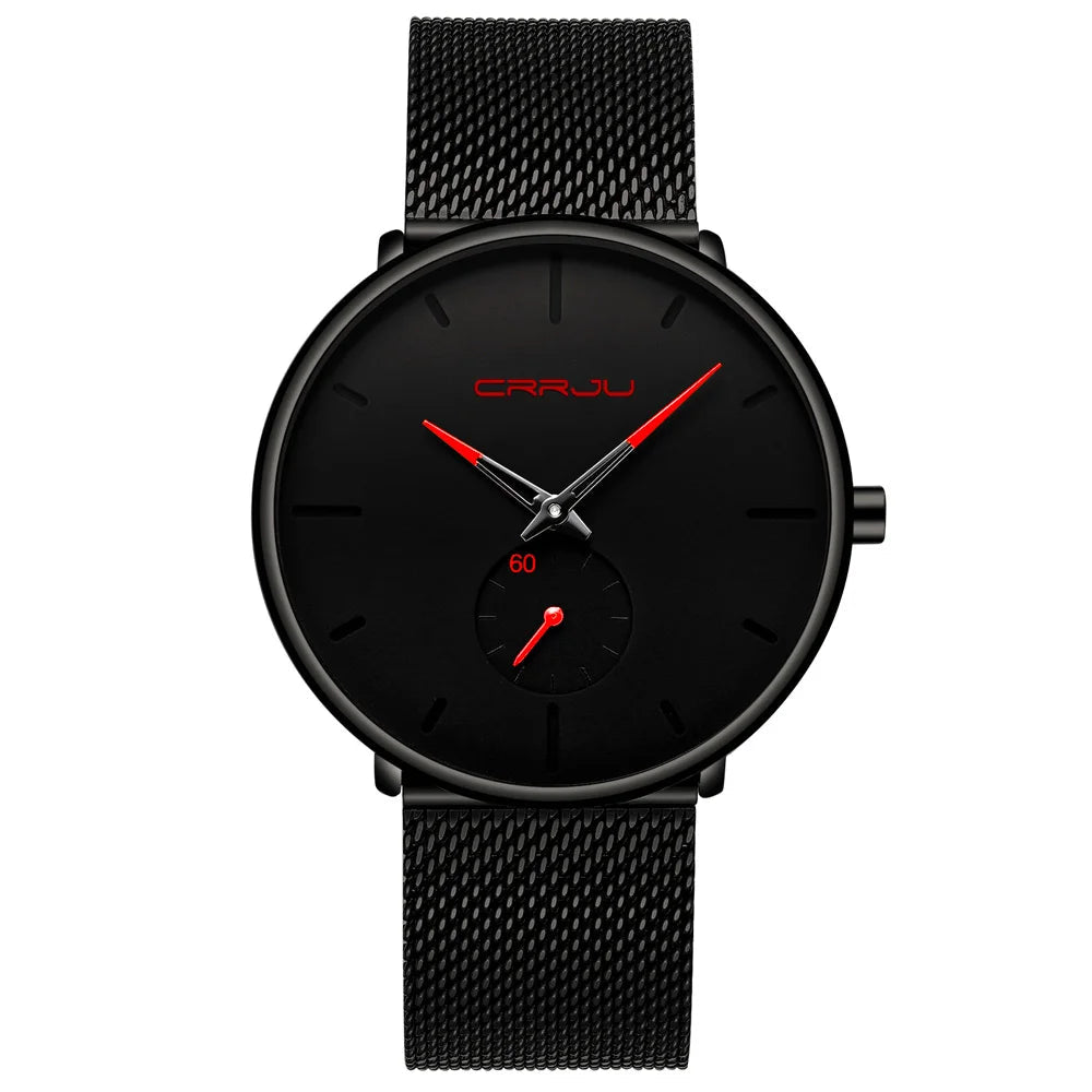 Men Watch CRRJU Watch Women Quartz Dress Watch for Men Dress Watches Fashion Unisex Ultra Thin Wristwatch Relojes Para Hombre Good Vibrations