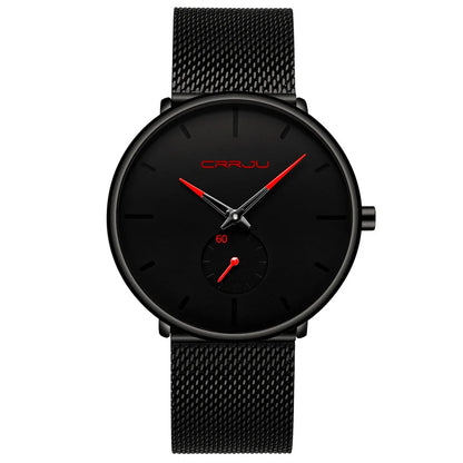 Men Watch CRRJU Watch Women Quartz Dress Watch for Men Dress Watches Fashion Unisex Ultra Thin Wristwatch Relojes Para Hombre Good Vibrations