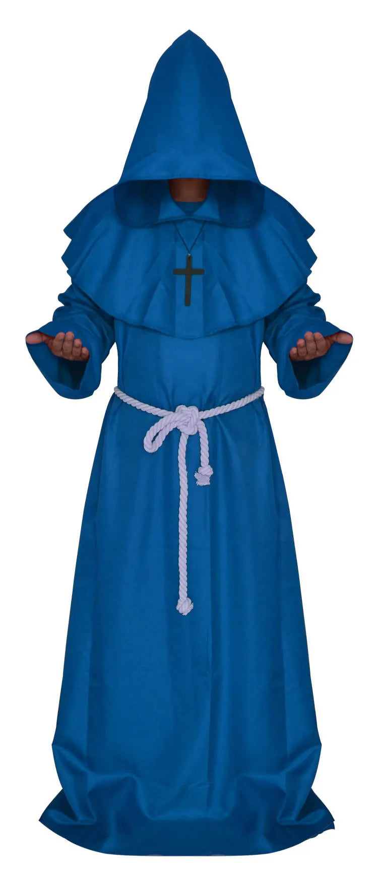 Medieval Monk Halloween Costumes Comic Con Party Cosplay Costume Hooded Robes Cloak Cape Friar Renaissance Priest for Men Good Vibrations
