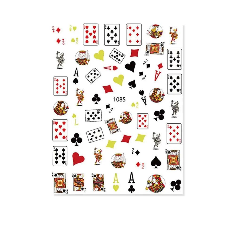 Waterproof Adhesive Decals Interesting Manicure Poker Nail Art Sticker Playing Cards Design DIY Nail Decoration Good Vibrations