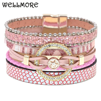 Charm Leather Bracelets For Women Trendy Boho bracelet Multilayer Wrap Bracelet women Female Jewelry Good Vibrations